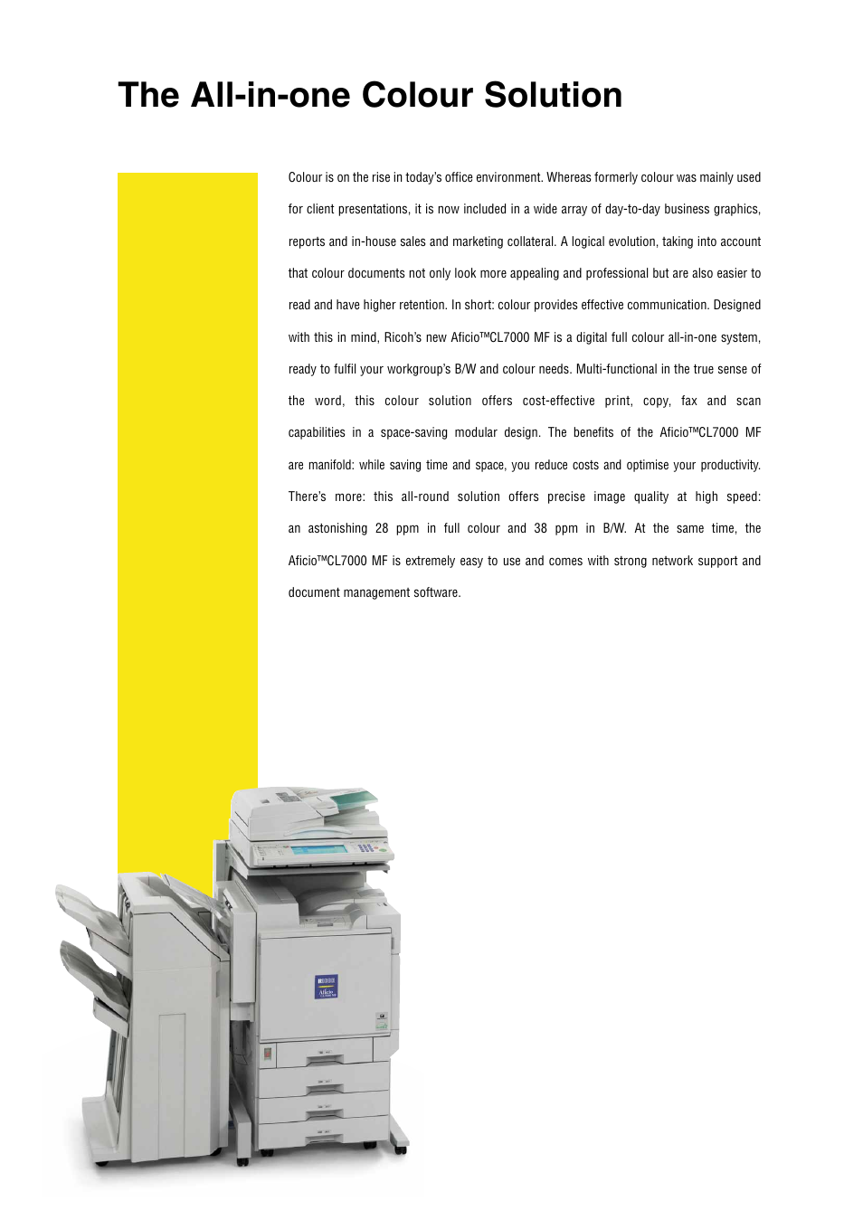 The all-in-one colour solution | Ricoh Aficio CL7000 MF User Manual | Page 2 / 8