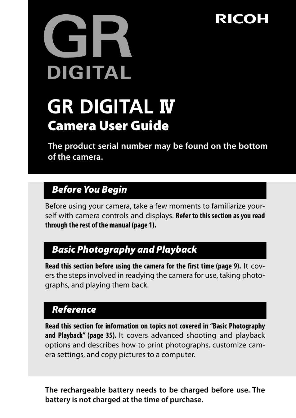 Ricoh DIGITAL CAMERA GR User Manual | 181 pages