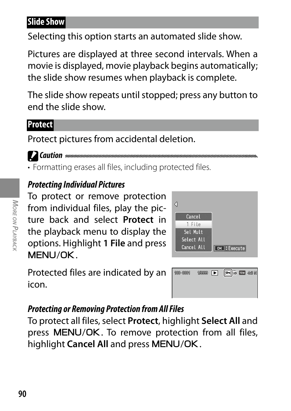 Protected files are indicated by an icon | Ricoh DIGITAL CAMERA GR User Manual | Page 100 / 181