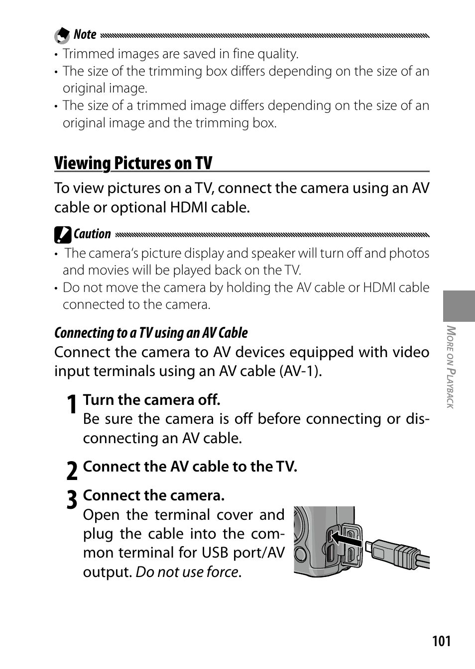 Viewing pictures on tv | Ricoh DIGITAL CAMERA GR User Manual | Page 111 / 181