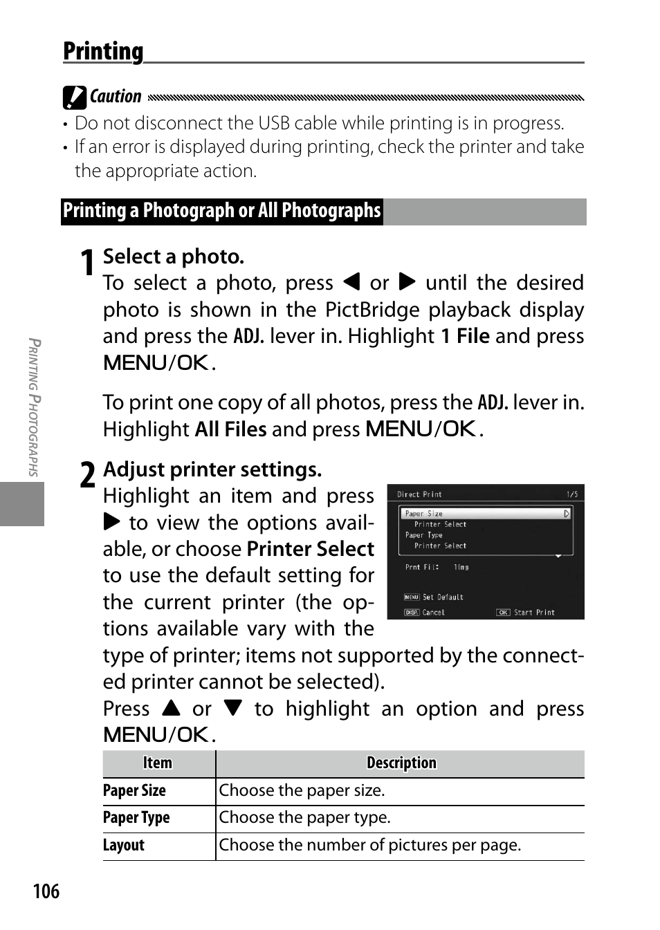 Printing | Ricoh DIGITAL CAMERA GR User Manual | Page 116 / 181