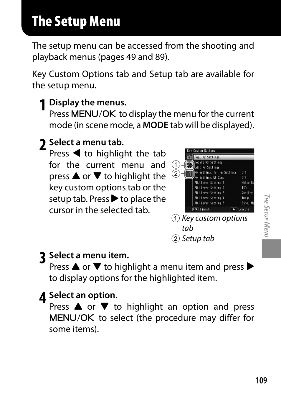 The setup menu | Ricoh DIGITAL CAMERA GR User Manual | Page 119 / 181