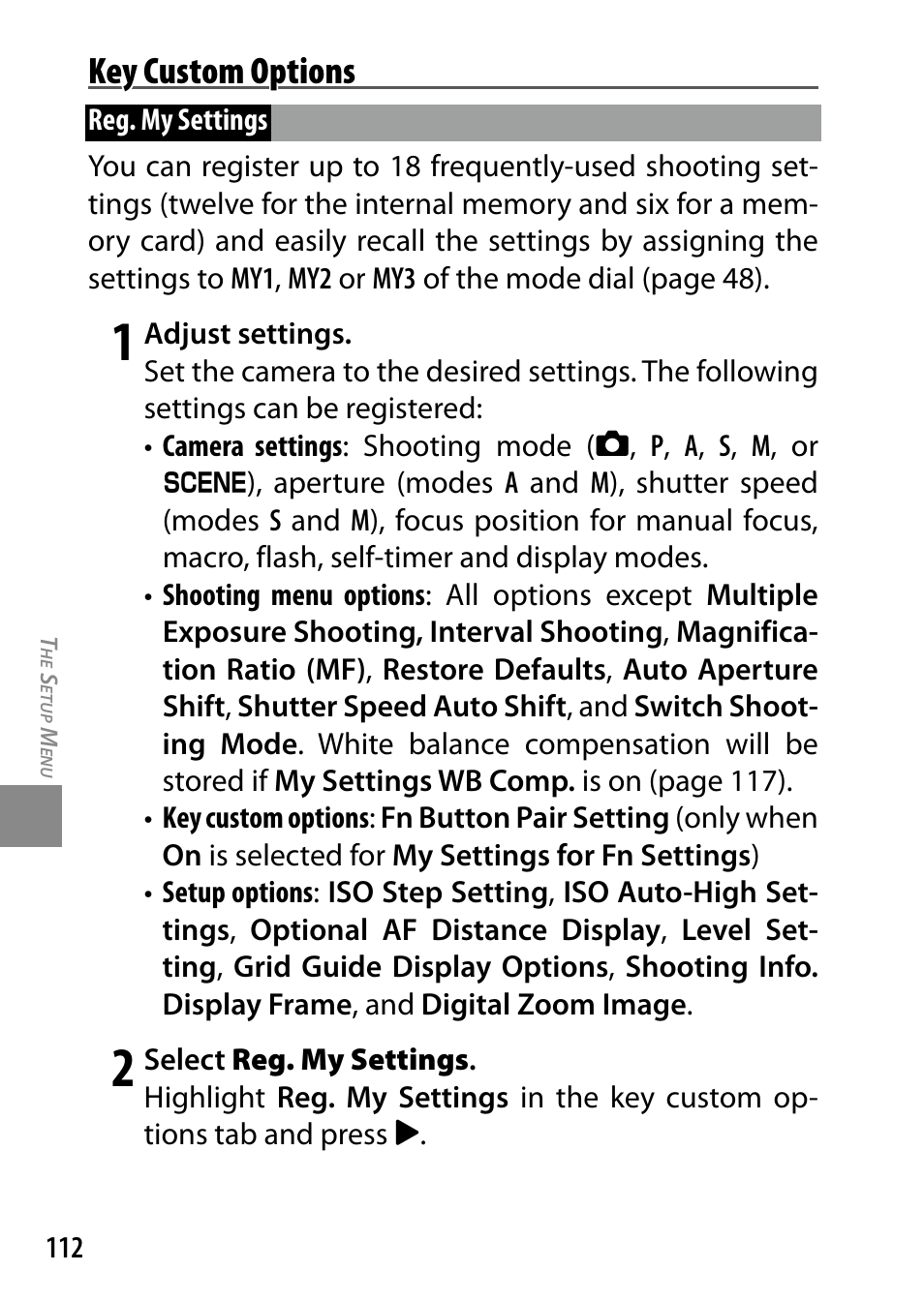 Key custom options | Ricoh DIGITAL CAMERA GR User Manual | Page 122 / 181