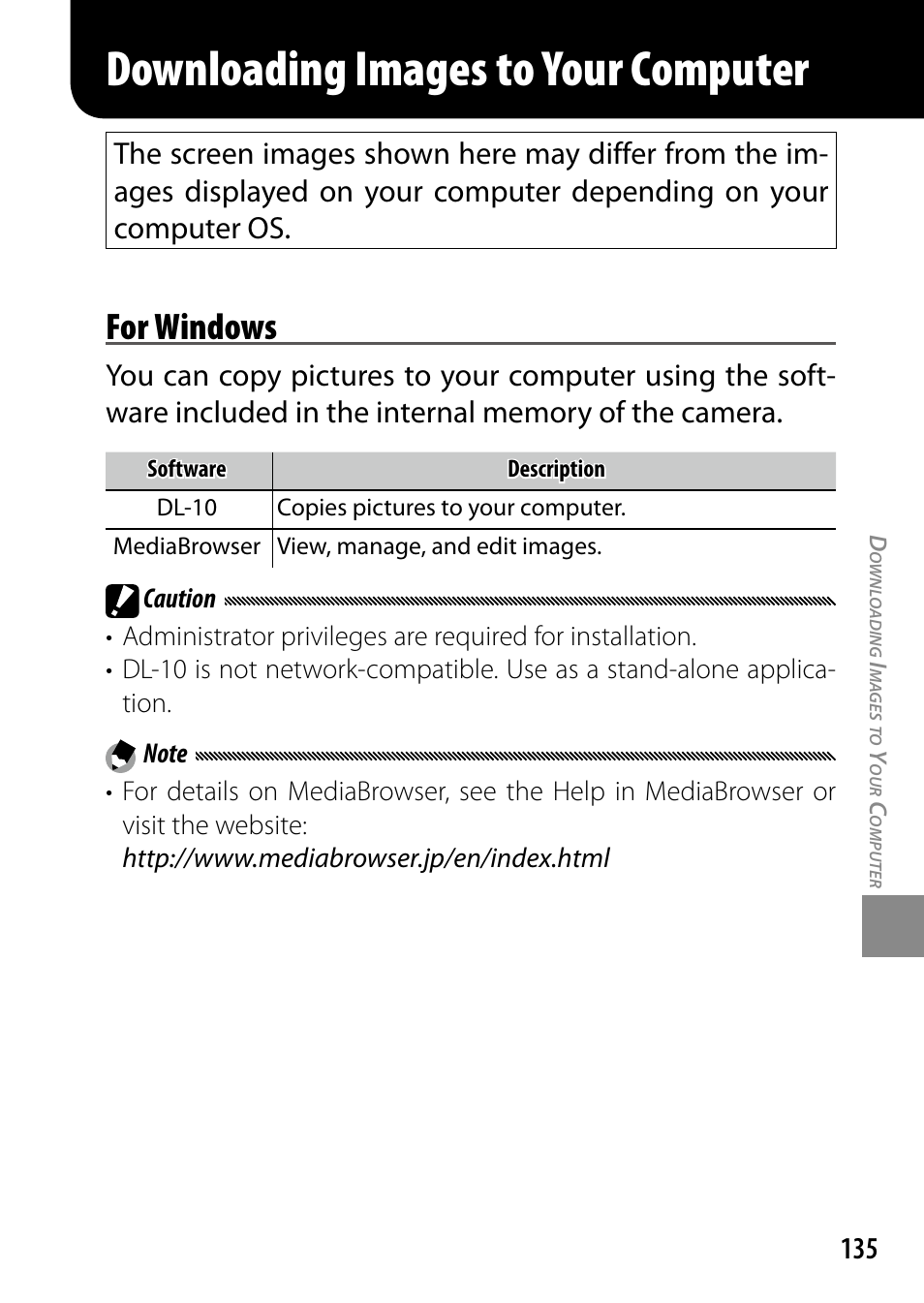 Downloading images to your computer, For windows | Ricoh DIGITAL CAMERA GR User Manual | Page 145 / 181