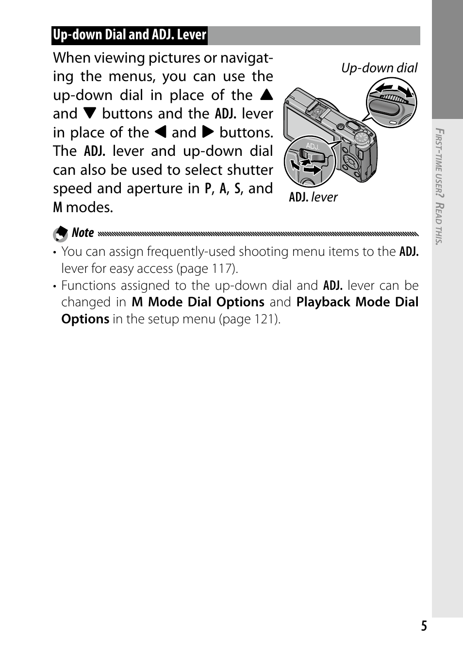 Buttons and the adj. lever in place of the | Ricoh DIGITAL CAMERA GR User Manual | Page 15 / 181