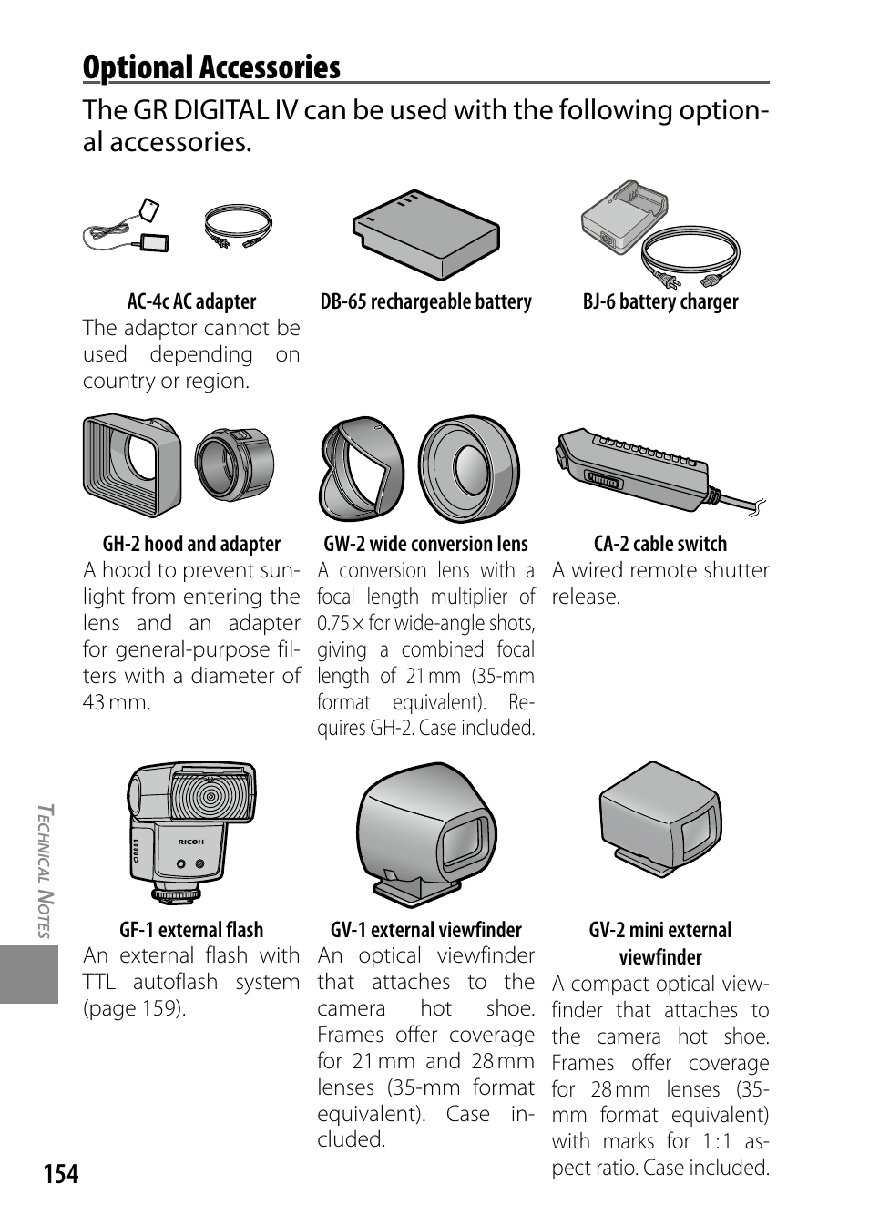 Optional accessories | Ricoh DIGITAL CAMERA GR User Manual | Page 164 / 181