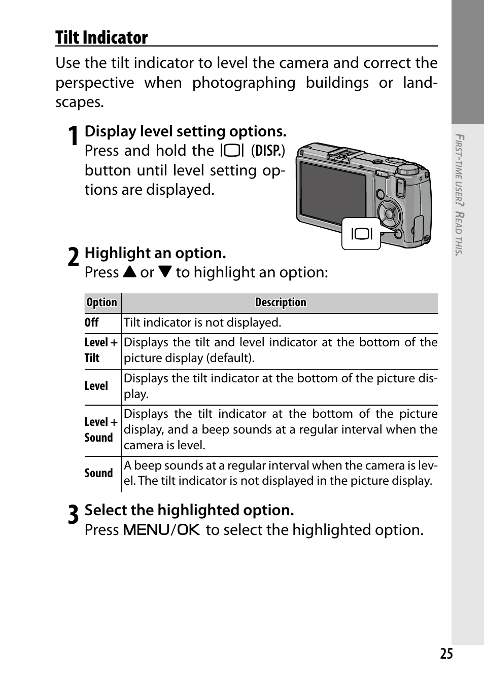 Tilt indicator | Ricoh DIGITAL CAMERA GR User Manual | Page 35 / 181