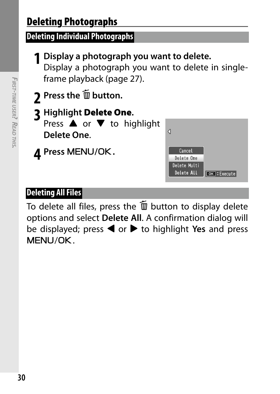 Deleting photographs | Ricoh DIGITAL CAMERA GR User Manual | Page 40 / 181