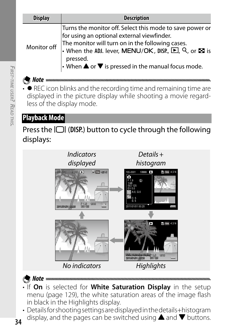 Playback mode press the, Indicators displayed details + histogram | Ricoh DIGITAL CAMERA GR User Manual | Page 44 / 181