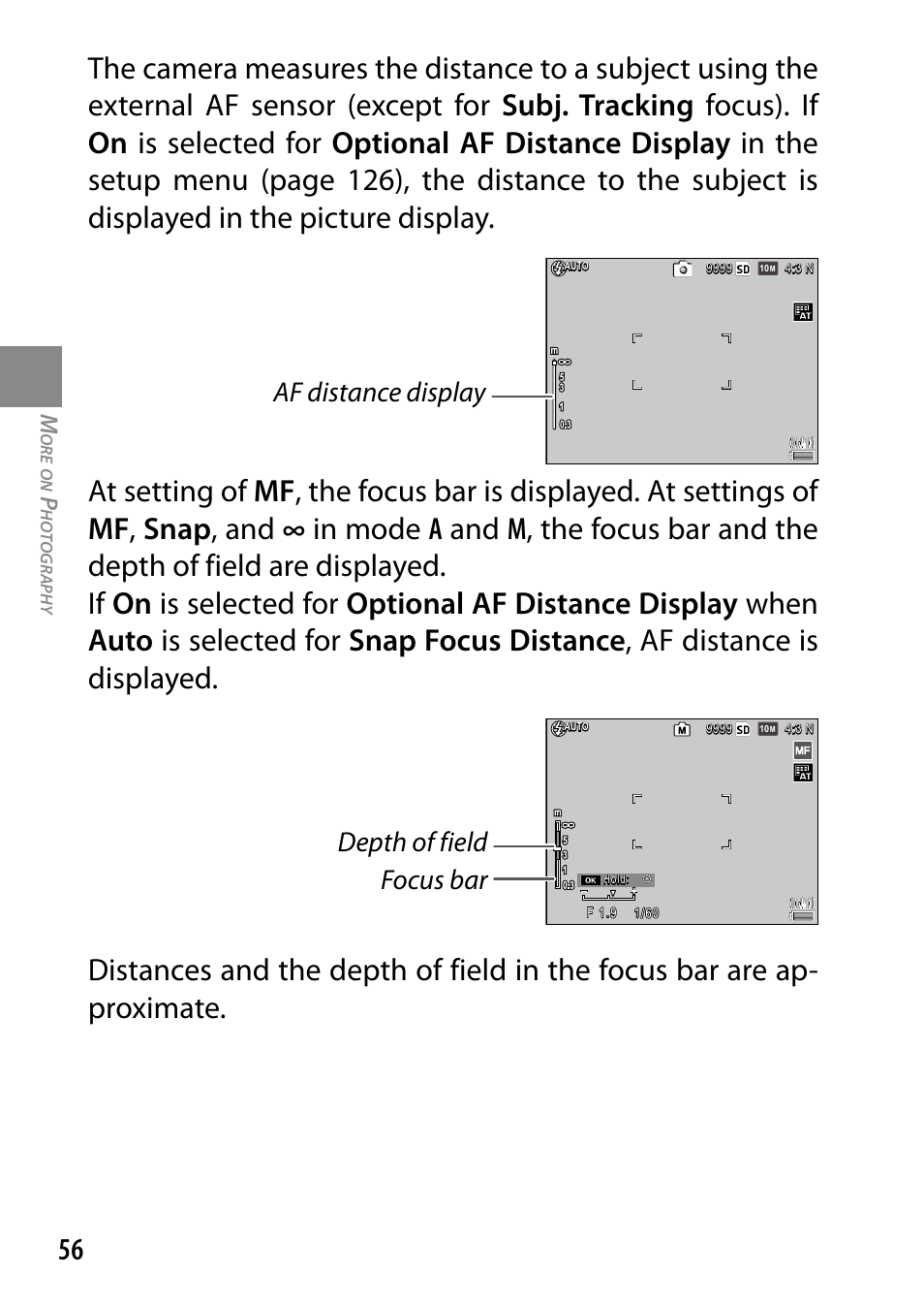 Af distance display, Focus bar depth of field | Ricoh DIGITAL CAMERA GR User Manual | Page 66 / 181