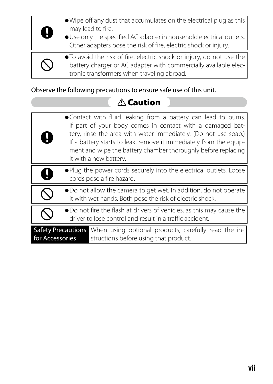 Caution | Ricoh DIGITAL CAMERA GR User Manual | Page 7 / 181