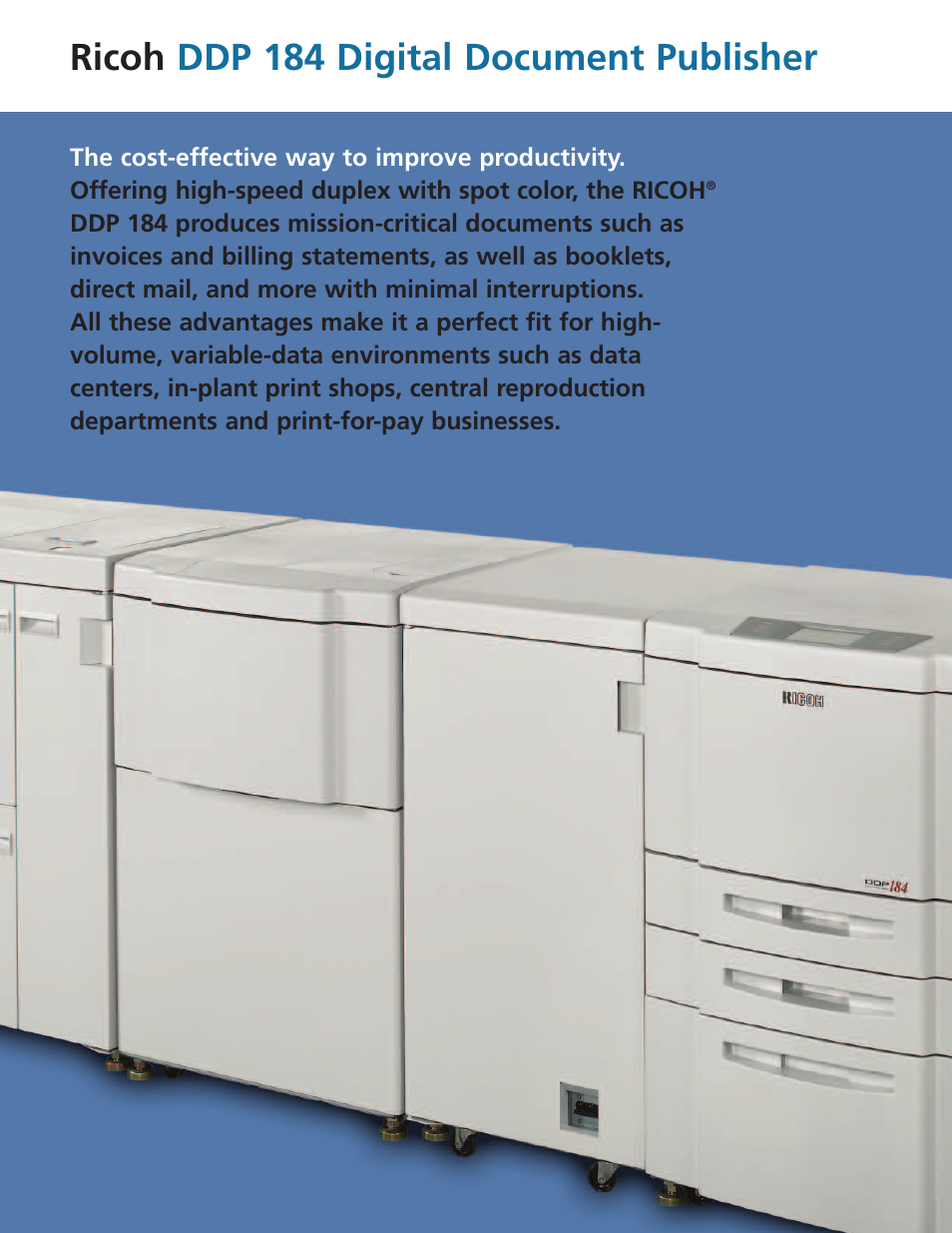 Ricoh ddp 184 digital document publisher | Ricoh DDP 184 User Manual | Page 2 / 4