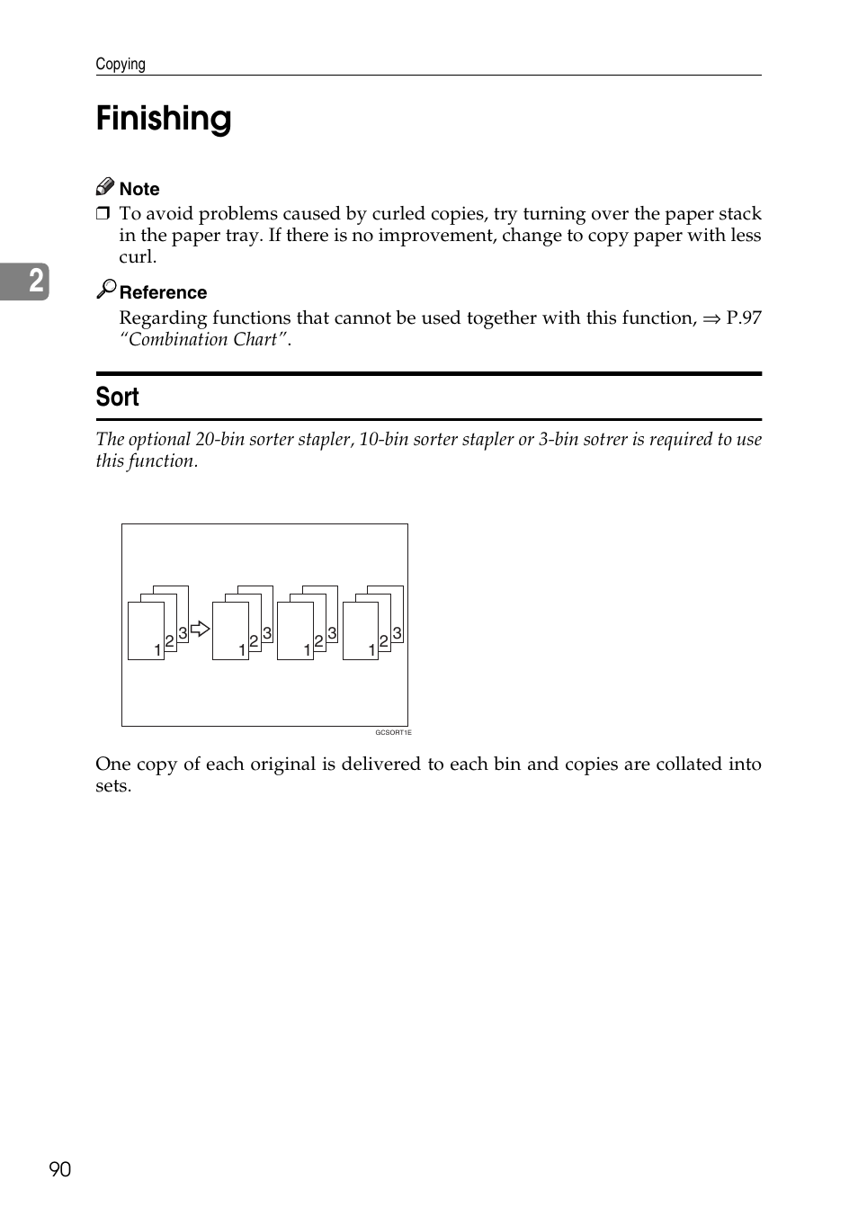 Finishing, Sort, 2finishing | Ricoh 4506 User Manual | Page 102 / 222