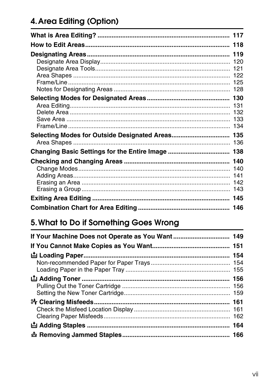 Area editing (option), What to do if something goes wrong | Ricoh 4506 User Manual | Page 11 / 222
