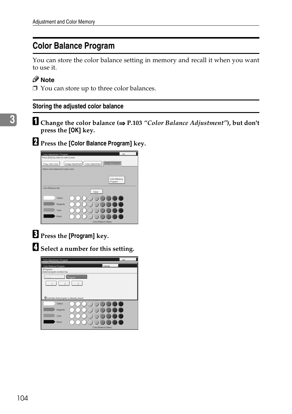 Color balance program | Ricoh 4506 User Manual | Page 116 / 222