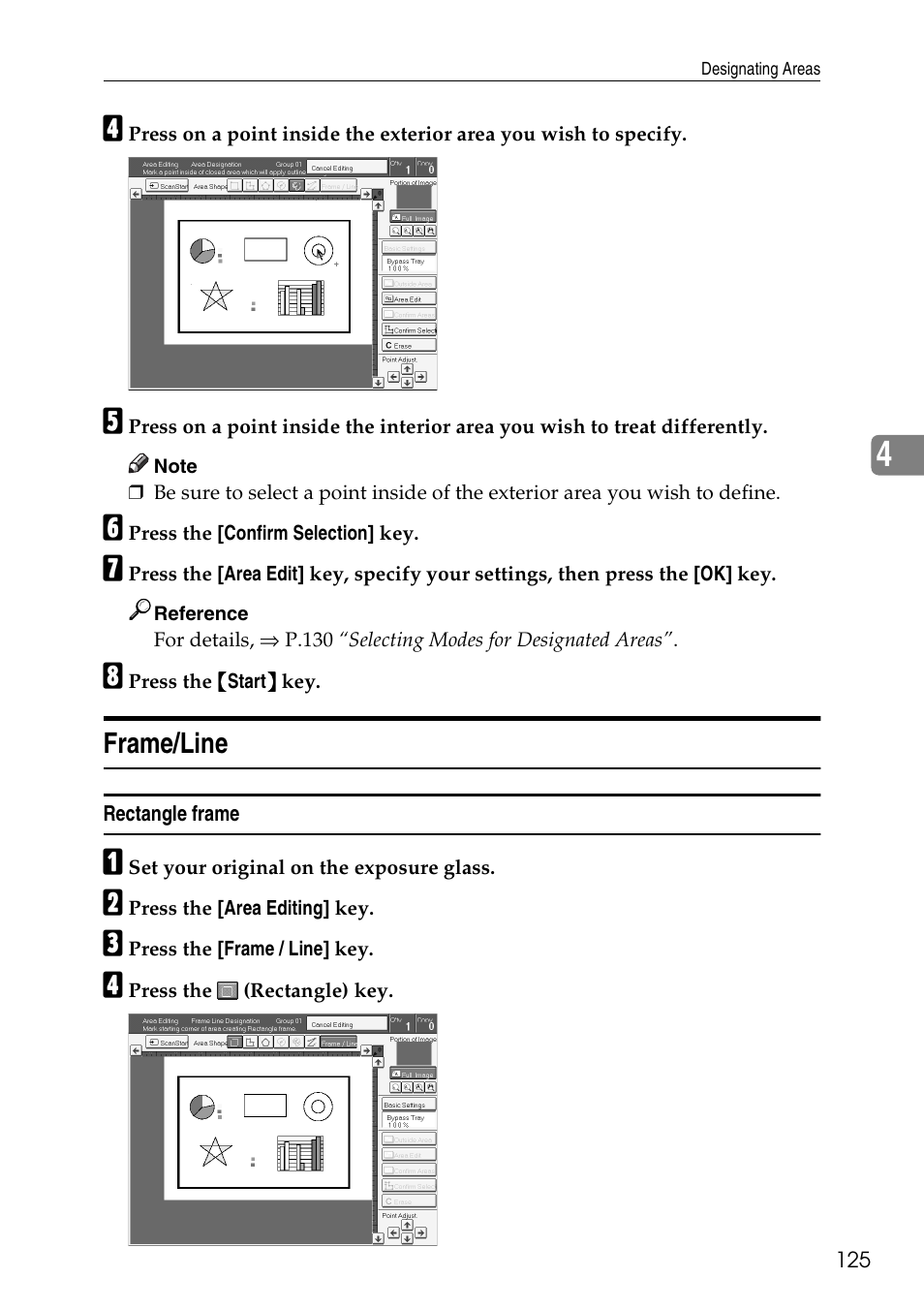 Frame/line, P.125 “rectangle frame” .) | Ricoh 4506 User Manual | Page 137 / 222