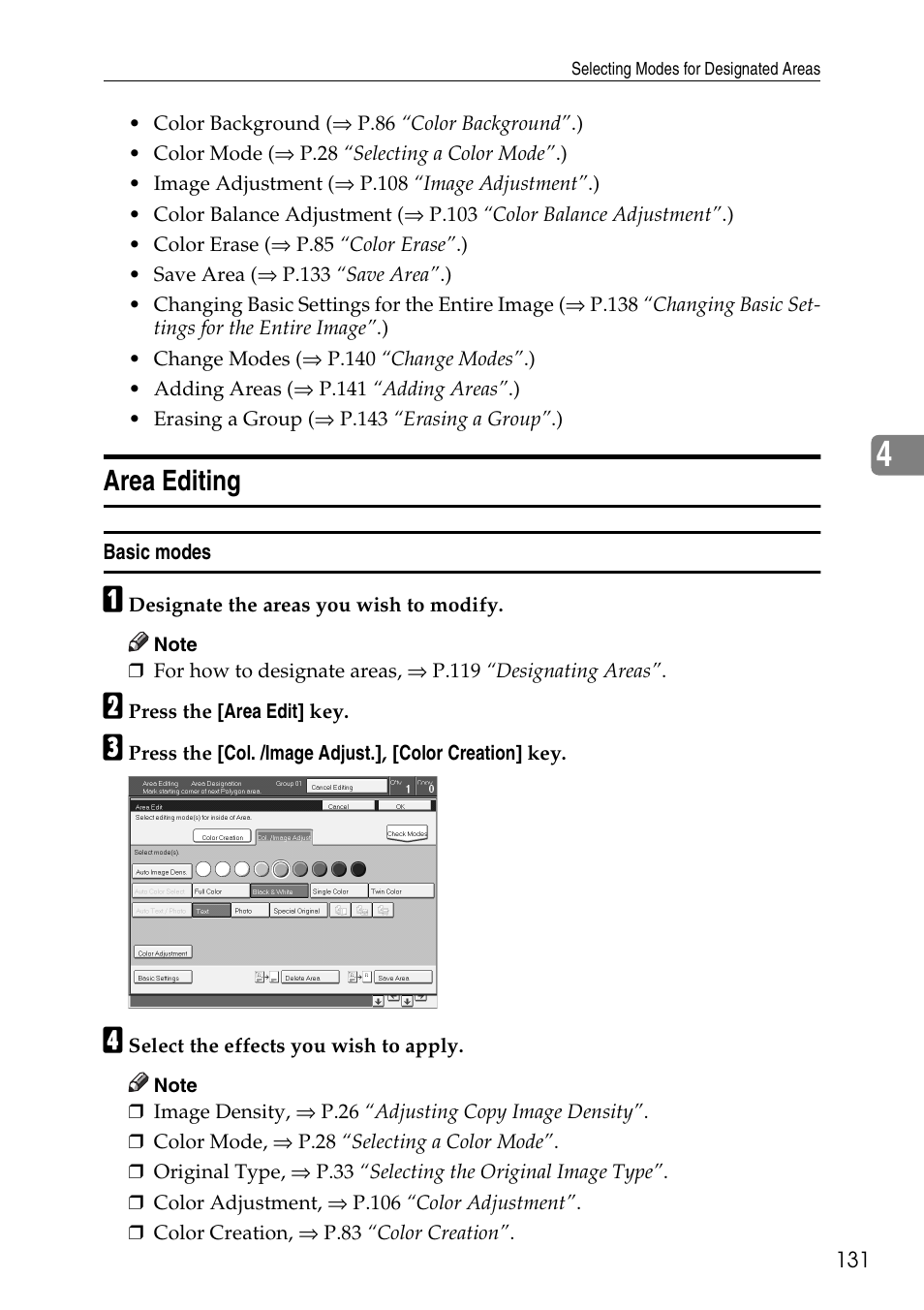 Area editing | Ricoh 4506 User Manual | Page 143 / 222