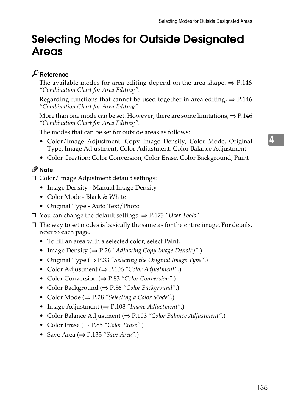 Selecting modes for outside designated areas, 4selecting modes for outside designated areas | Ricoh 4506 User Manual | Page 147 / 222