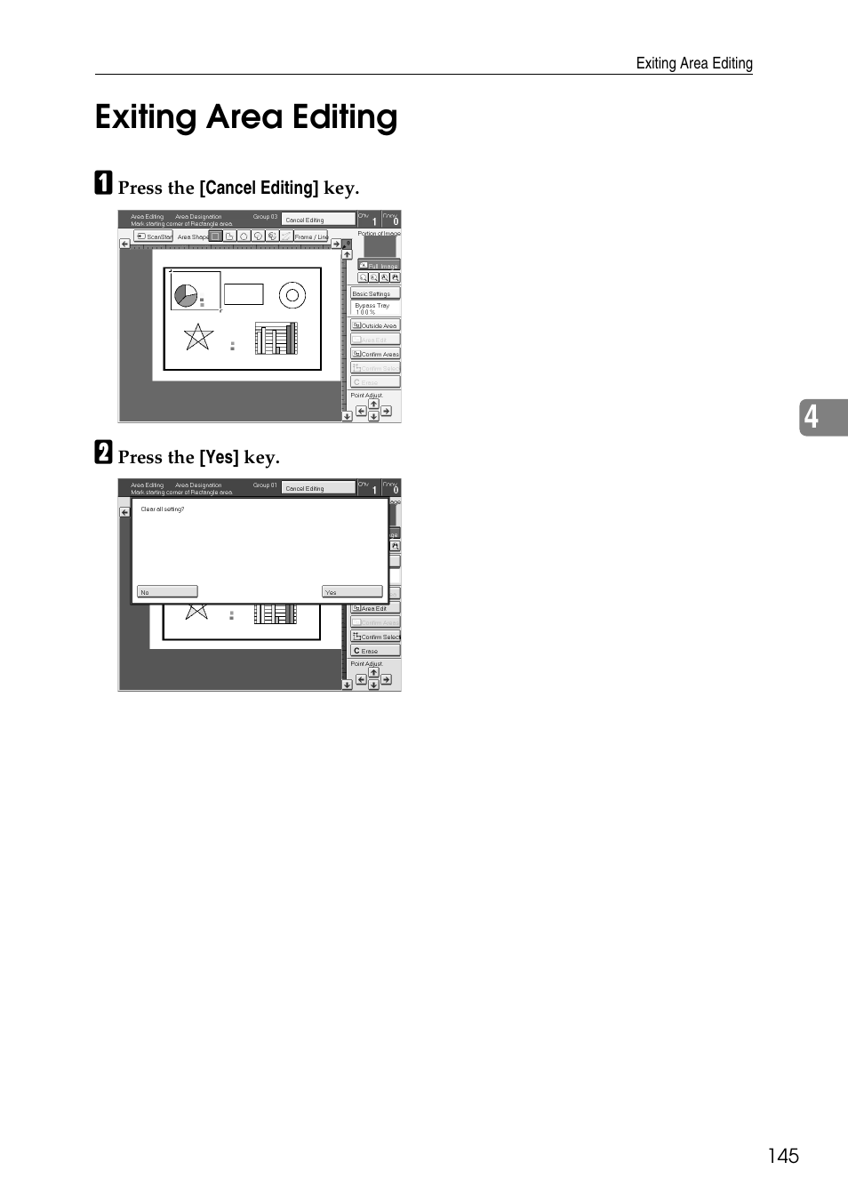 Exiting area editing, 4exiting area editing | Ricoh 4506 User Manual | Page 157 / 222