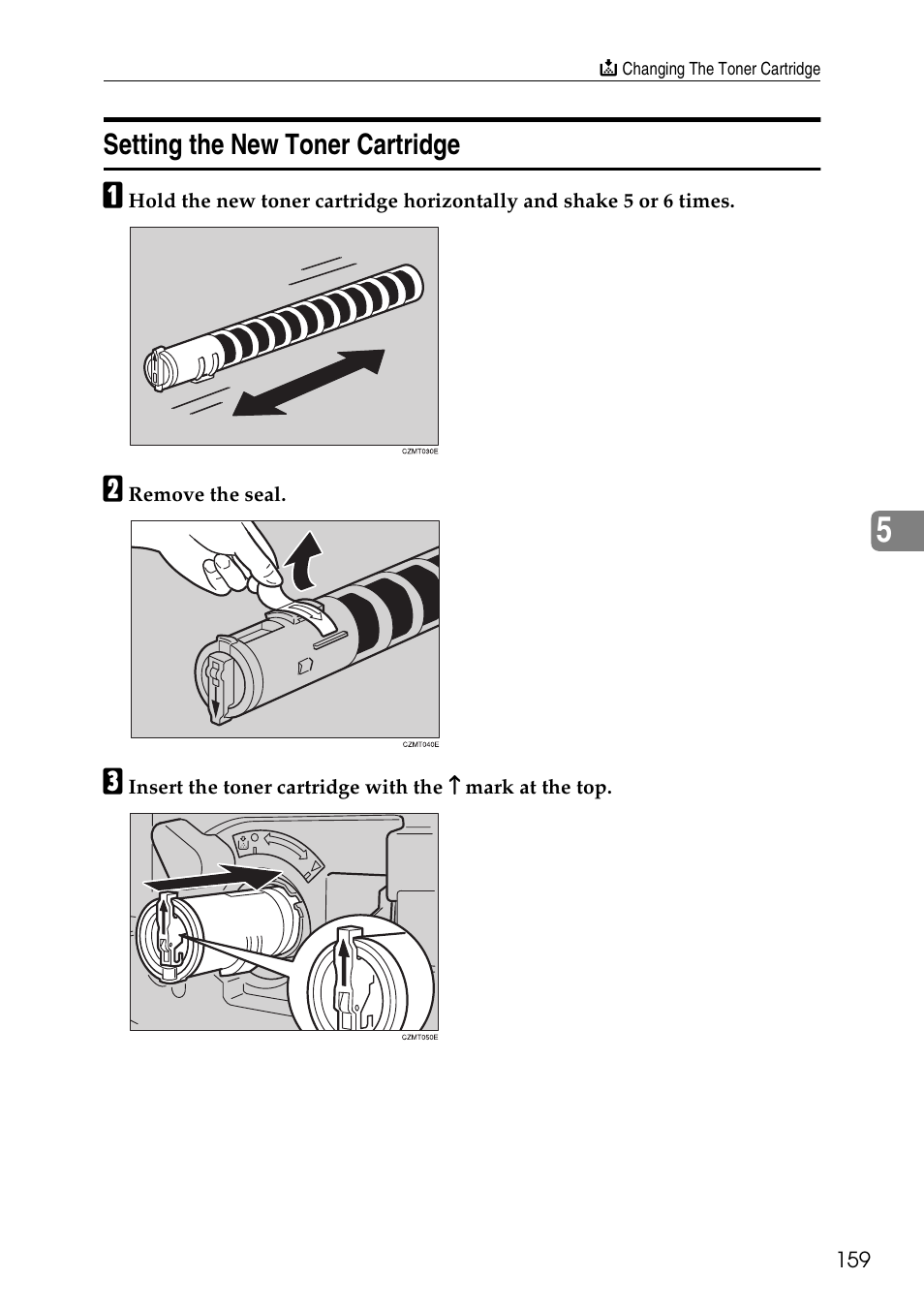 Setting the new toner cartridge | Ricoh 4506 User Manual | Page 171 / 222