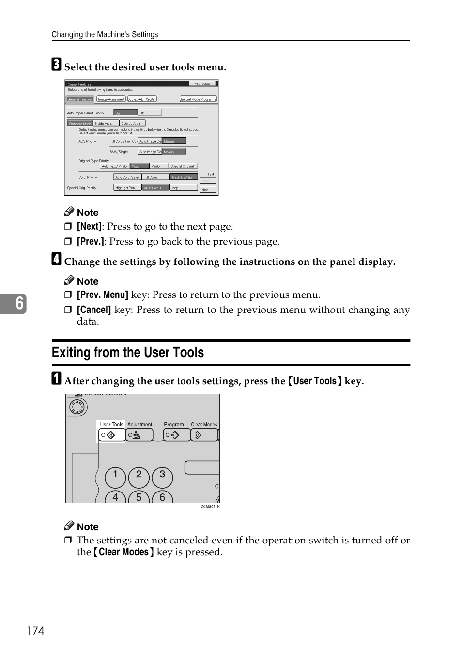 Exiting from the user tools | Ricoh 4506 User Manual | Page 186 / 222