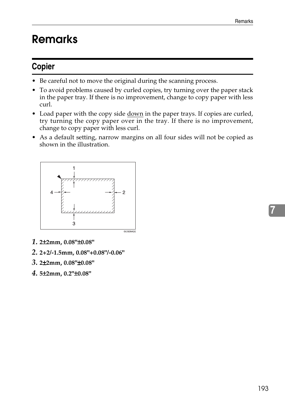 Remarks, Copier, 7remarks | Ricoh 4506 User Manual | Page 205 / 222
