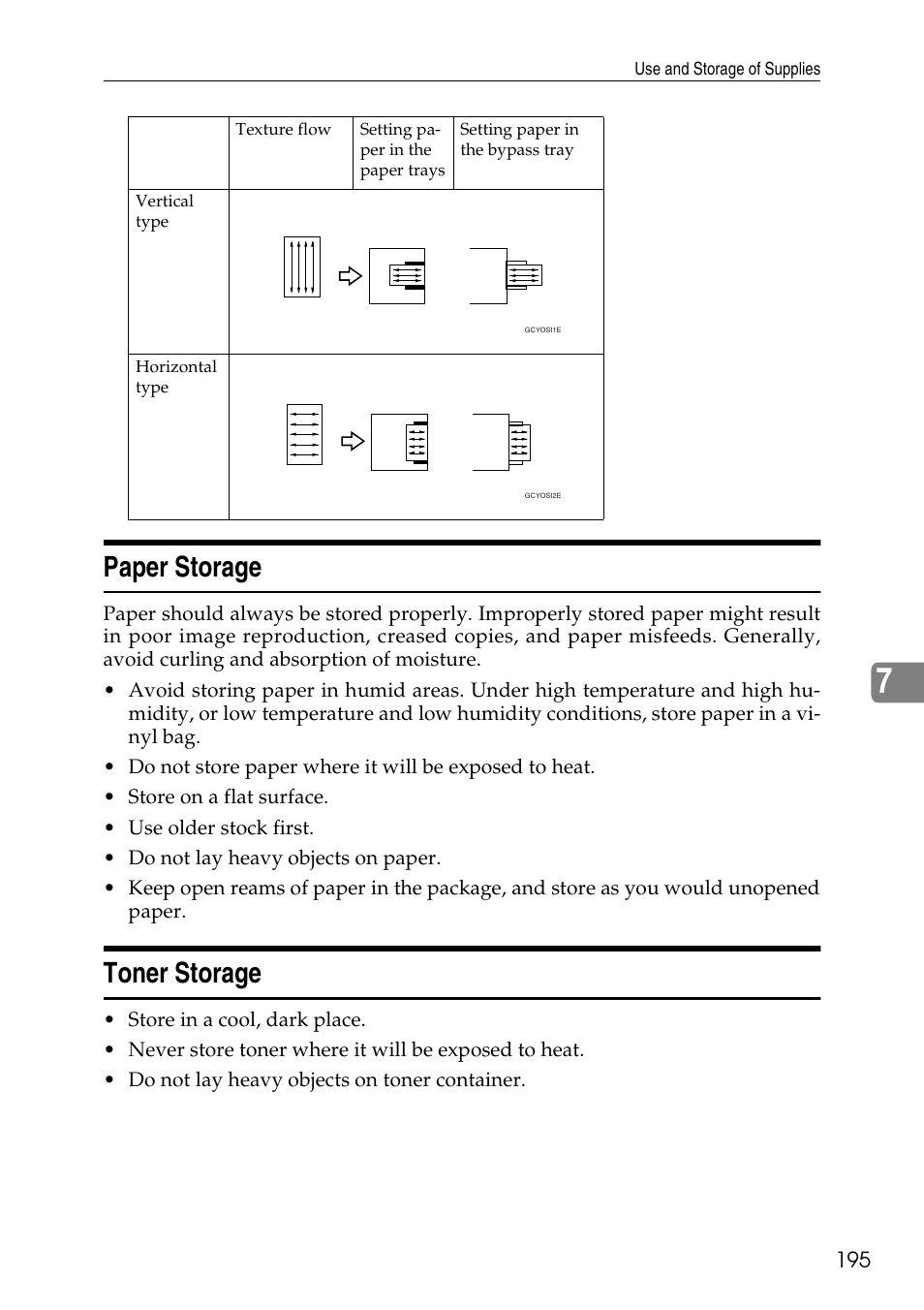 Paper storage toner storage, Paper storage, Toner storage | Ricoh 4506 User Manual | Page 207 / 222