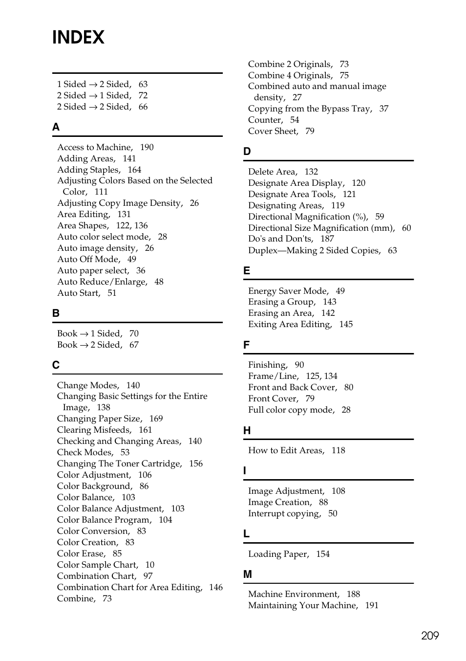 Index | Ricoh 4506 User Manual | Page 221 / 222