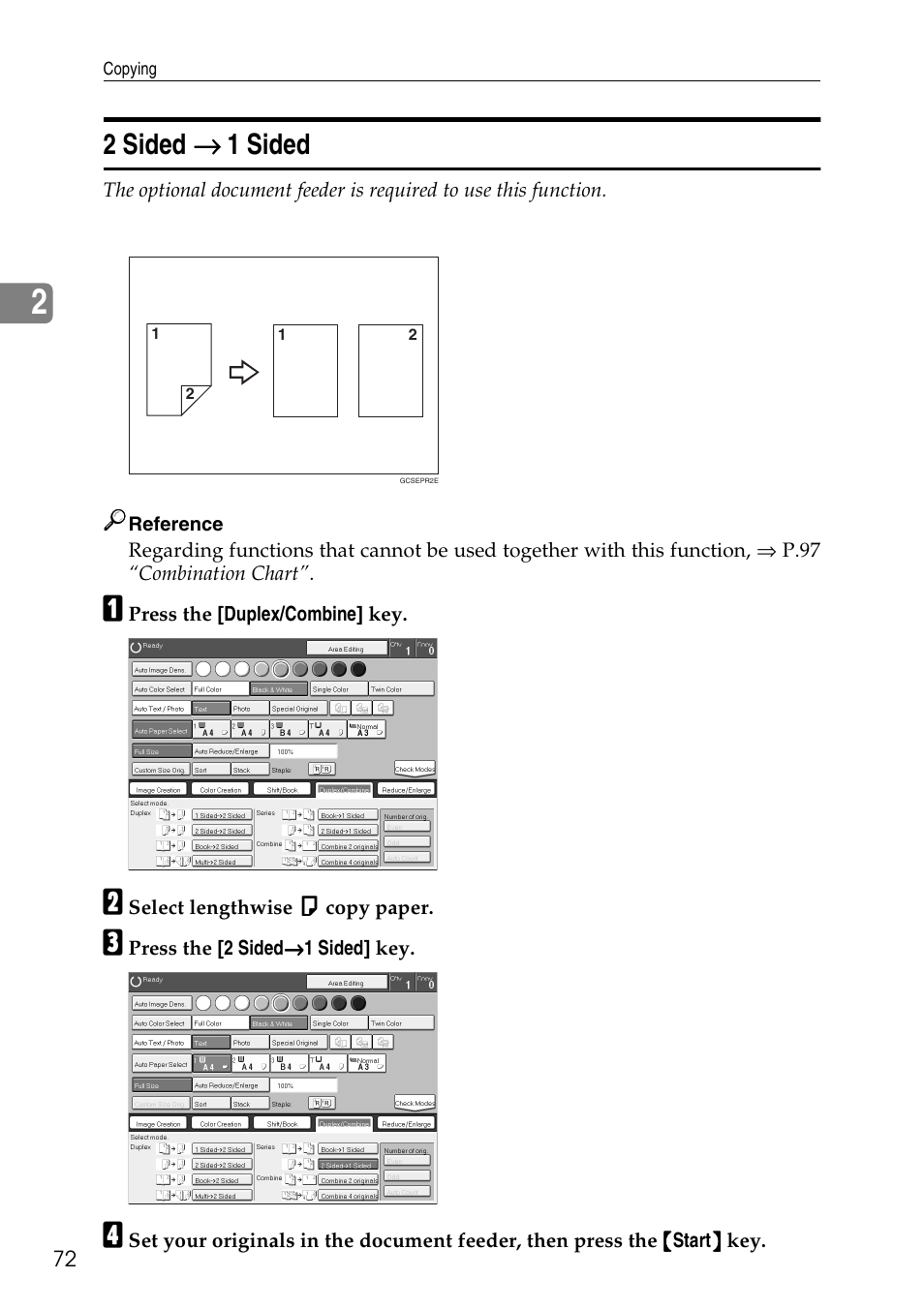 2 sided, 2 sided → → → → 1 sided | Ricoh 4506 User Manual | Page 84 / 222