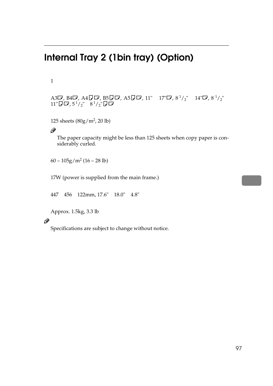 6internal tray 2 (1bin tray) (option) | Ricoh AFICIO 180 User Manual | Page 113 / 116