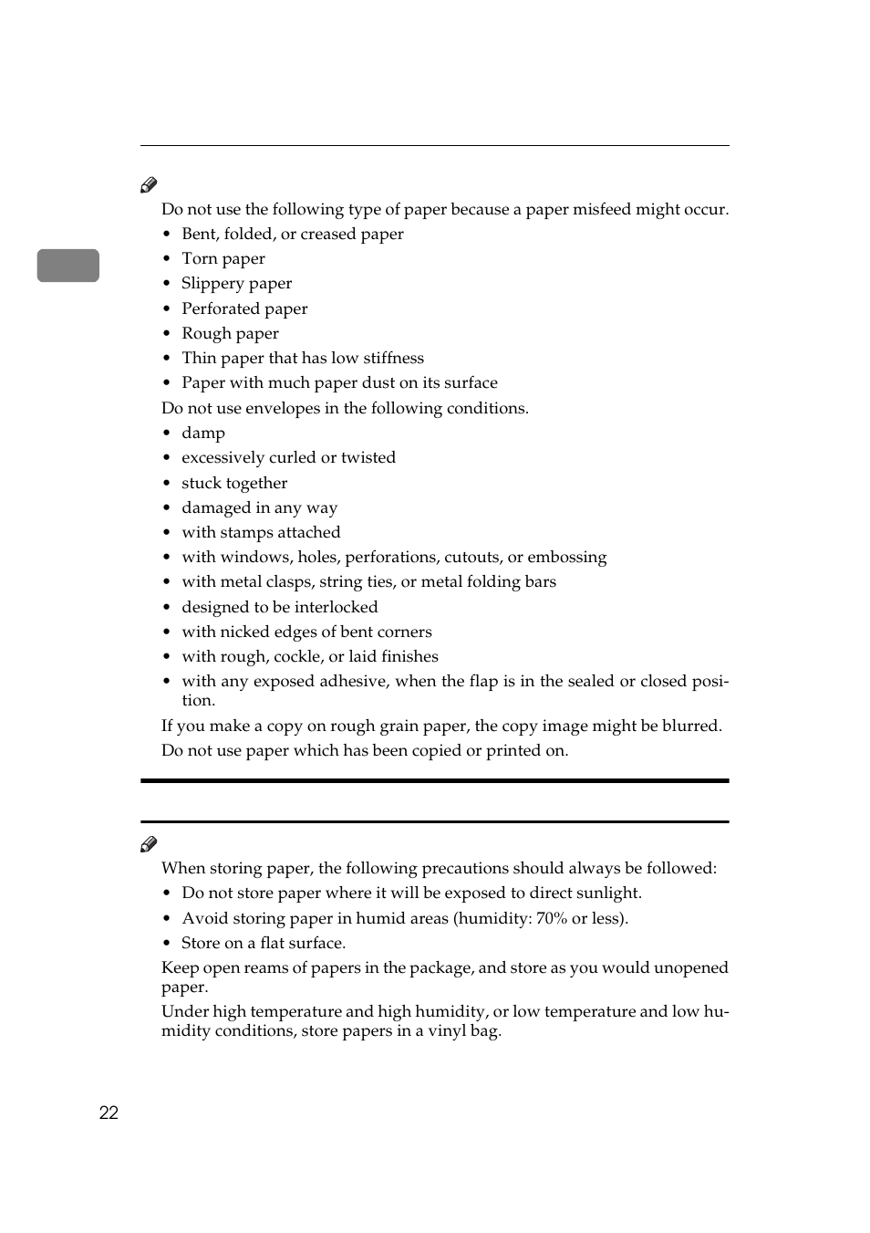 Paper storage | Ricoh AFICIO 180 User Manual | Page 38 / 116