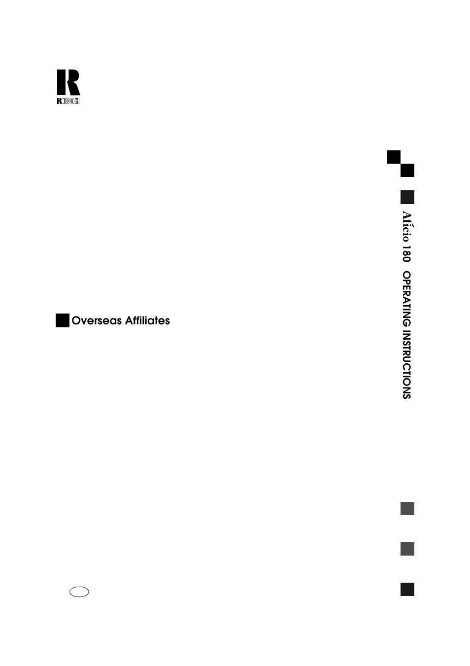 Overseas affiliates | Ricoh AFICIO 180 User Manual | Page 4 / 116