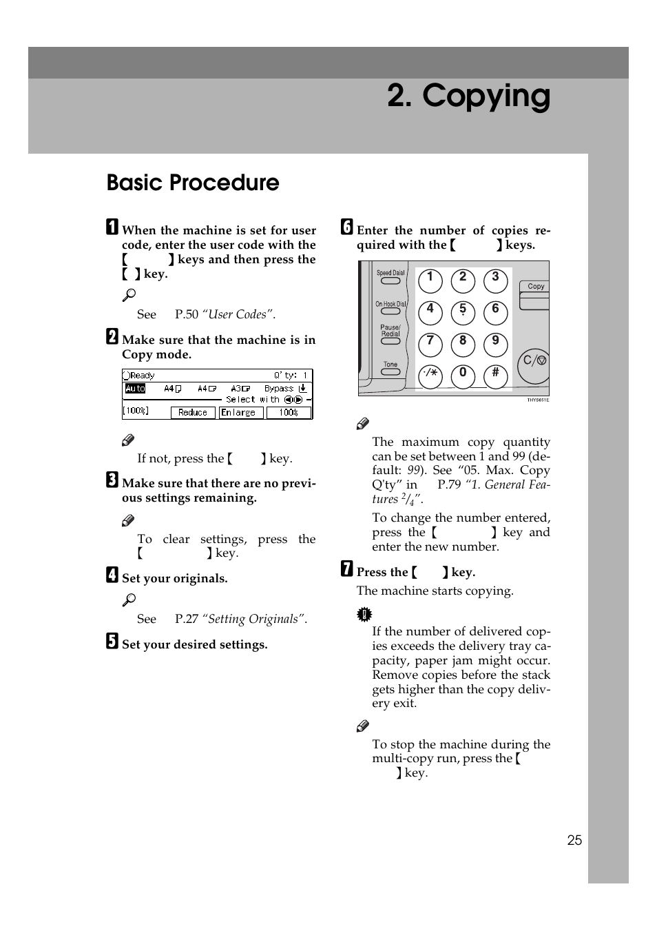Copying, Basic procedure | Ricoh AFICIO 180 User Manual | Page 41 / 116