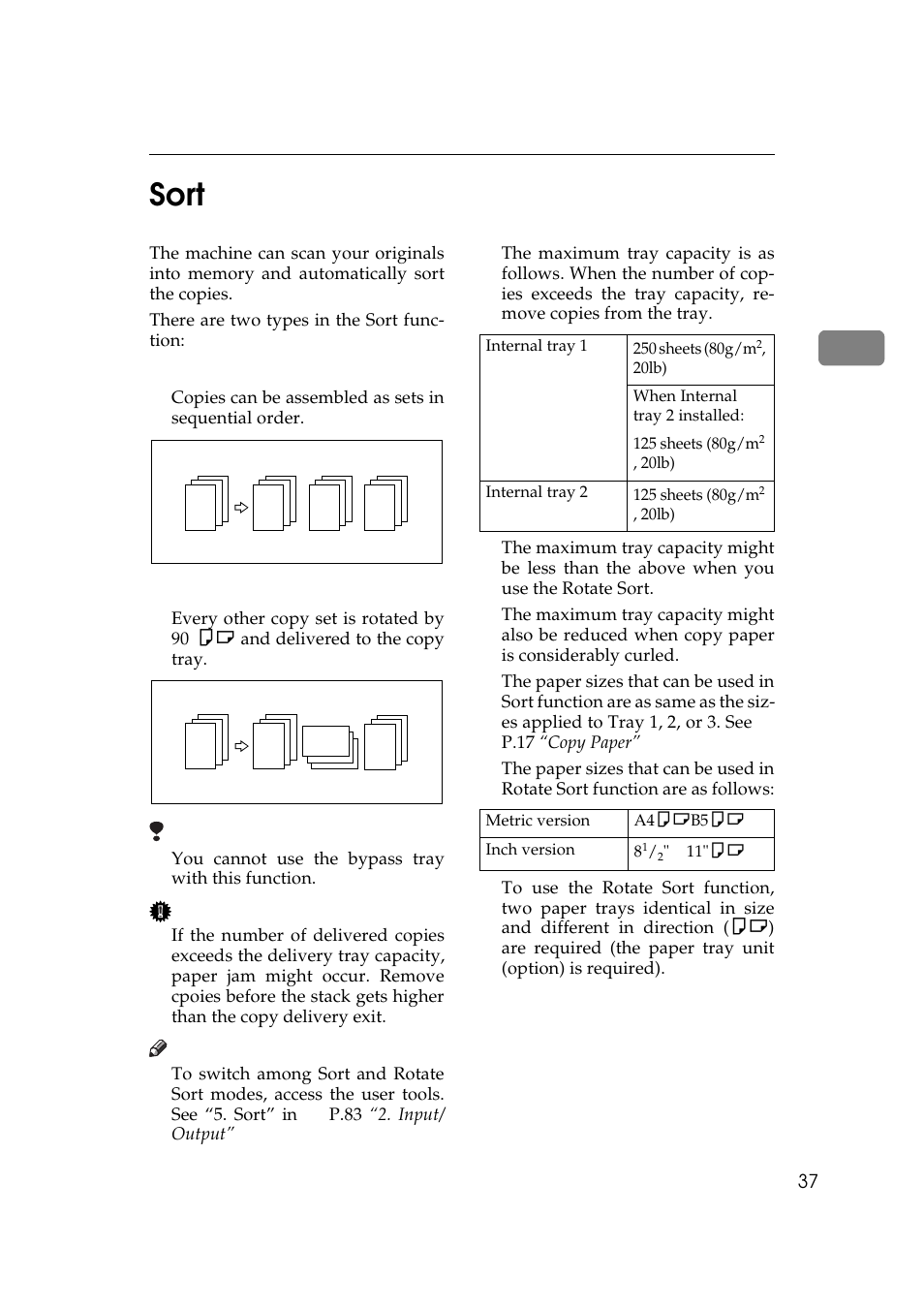 2sort, Sort, Rotate sort | Ricoh AFICIO 180 User Manual | Page 53 / 116