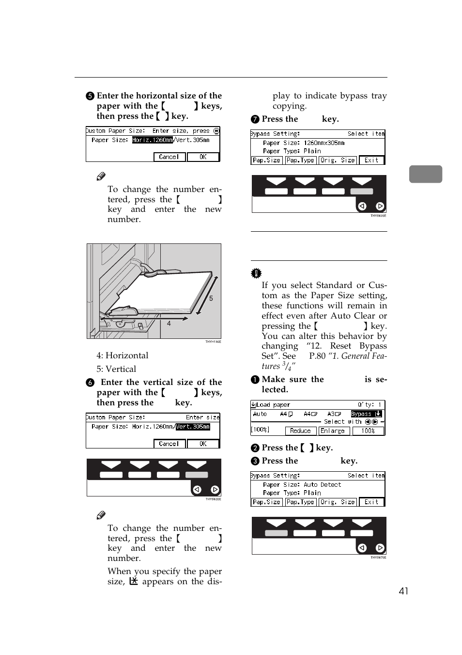 P.41 “when copying onto, Standard size copy paper | Ricoh AFICIO 180 User Manual | Page 57 / 116