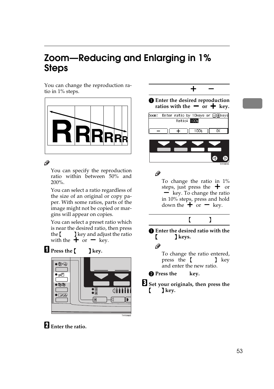 2zoom—reducing and enlarging in 1% steps | Ricoh AFICIO 180 User Manual | Page 69 / 116