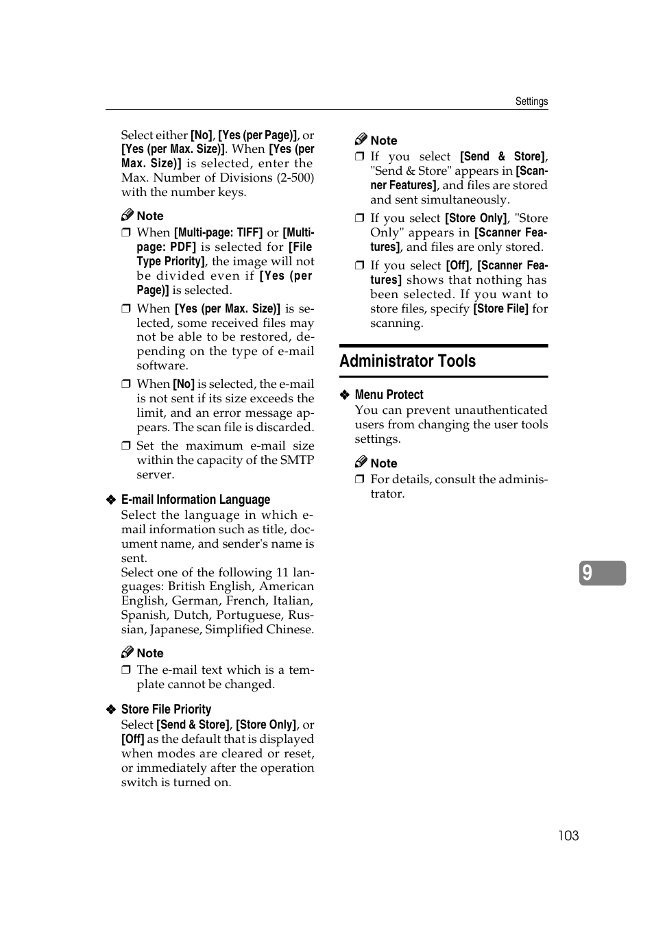 Administrator tools | Ricoh Type 480 User Manual | Page 111 / 128