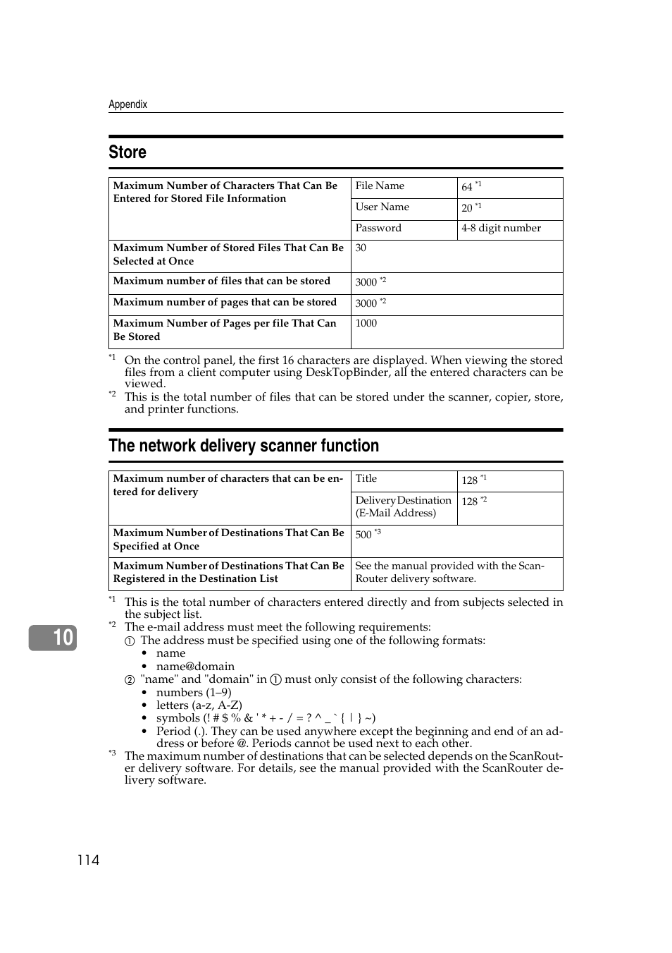 Store, The network delivery scanner function, Store the network delivery scanner function | See p.114, P.114 “store, See p.114 “the network delivery scan- ner function, P.114 “the network delivery scanner function | Ricoh Type 480 User Manual | Page 122 / 128