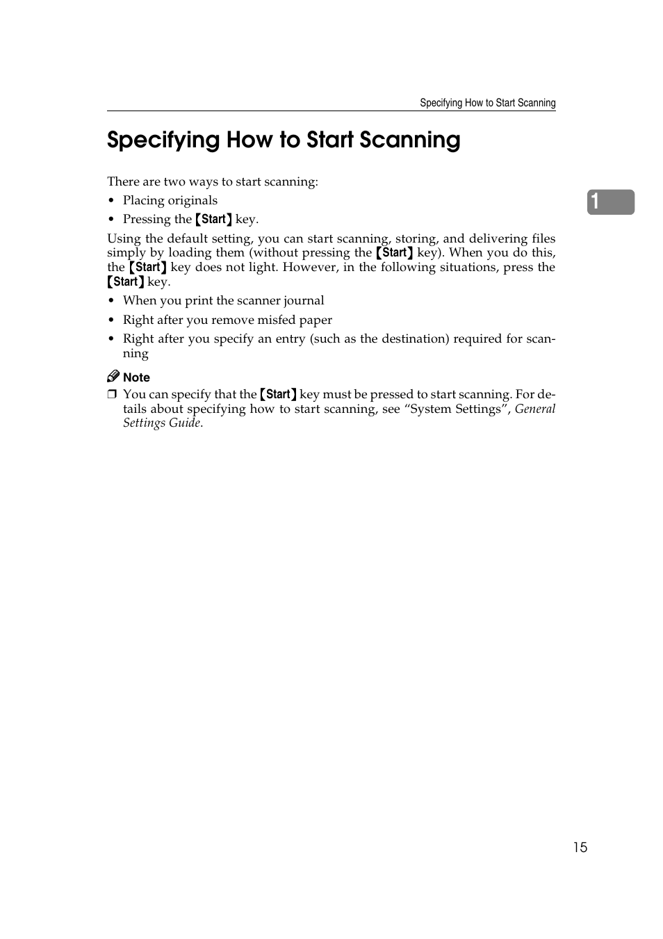 Specifying how to start scanning, 1specifying how to start scanning | Ricoh Type 480 User Manual | Page 23 / 128