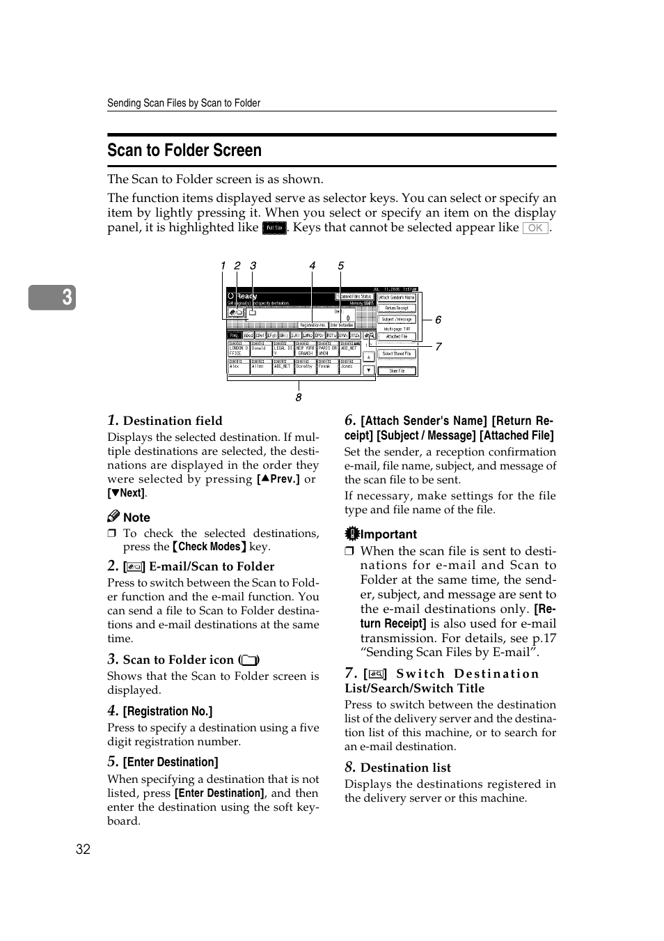 Scan to folder screen | Ricoh Type 480 User Manual | Page 40 / 128