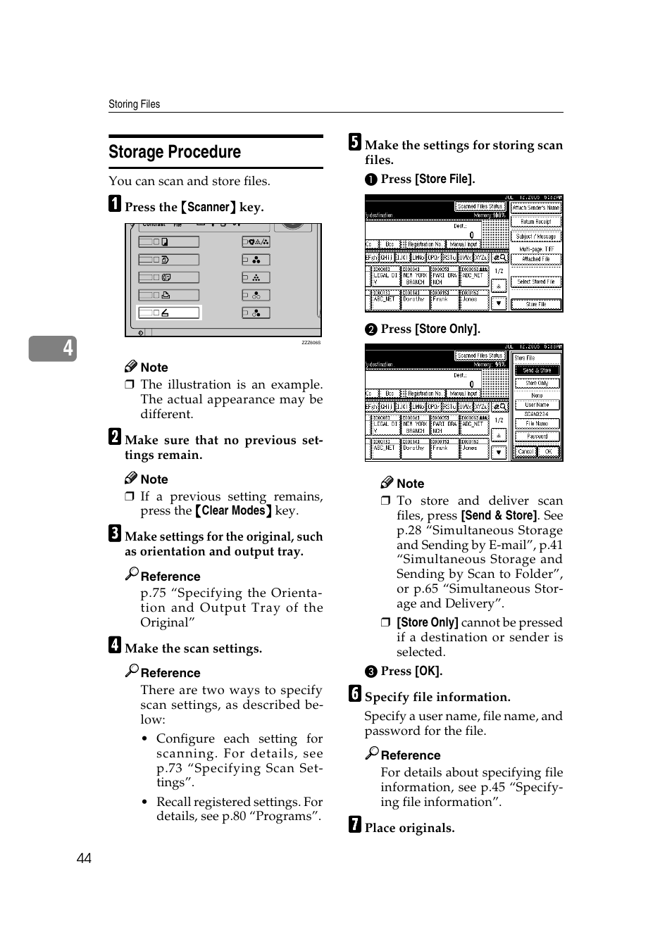 Storage procedure | Ricoh Type 480 User Manual | Page 52 / 128