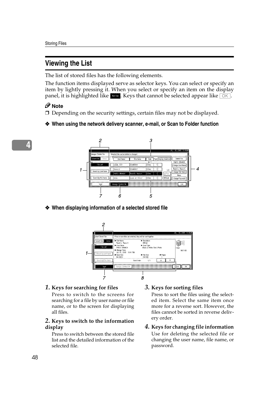 Viewing the list | Ricoh Type 480 User Manual | Page 56 / 128