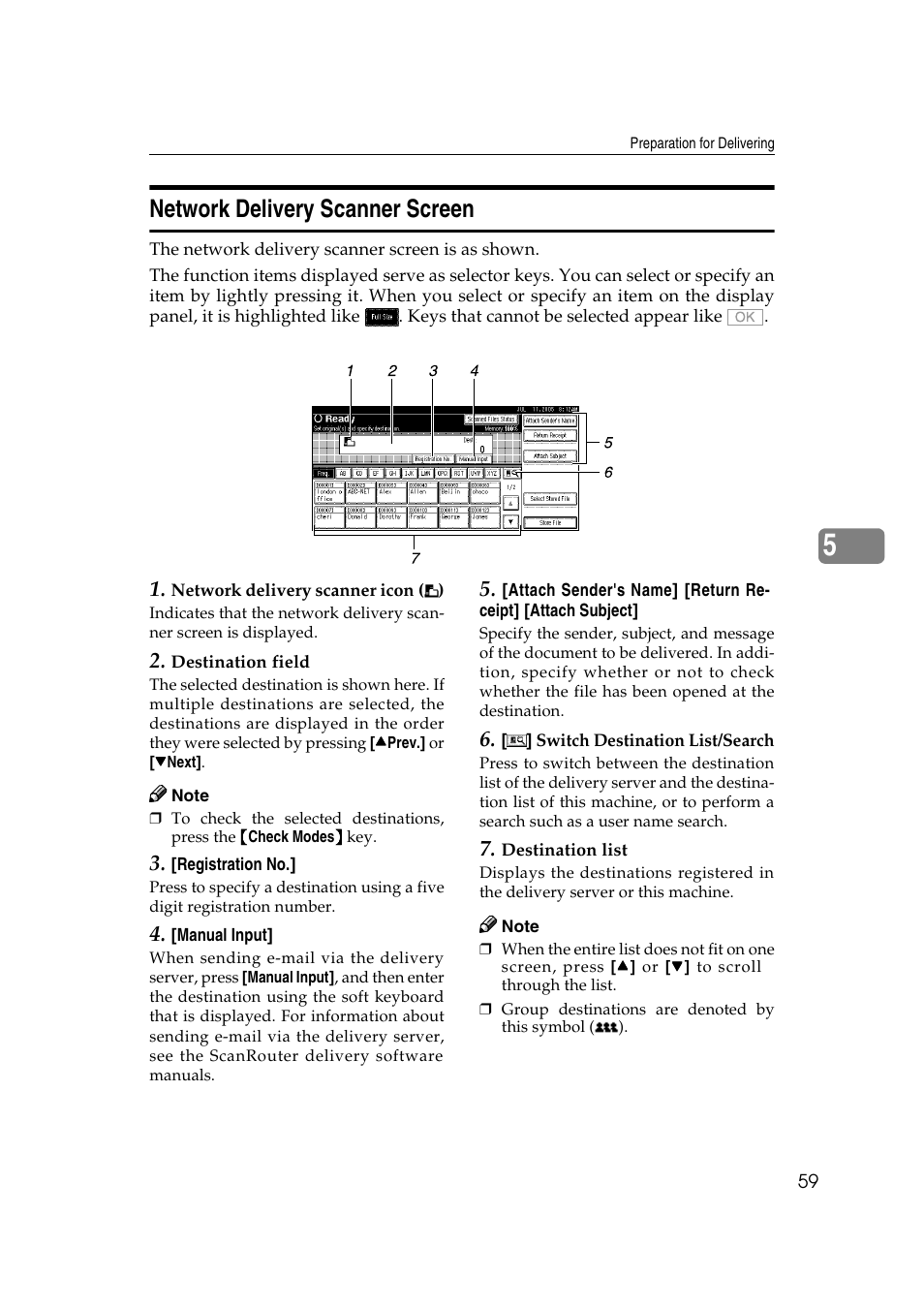 Network delivery scanner screen | Ricoh Type 480 User Manual | Page 67 / 128