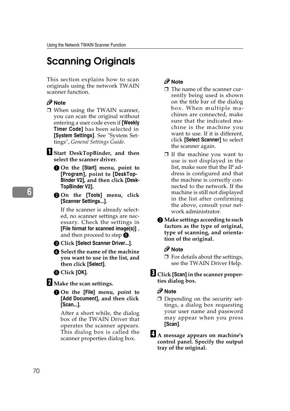 Scanning originals, 6scanning originals | Ricoh Type 480 User Manual | Page 78 / 128