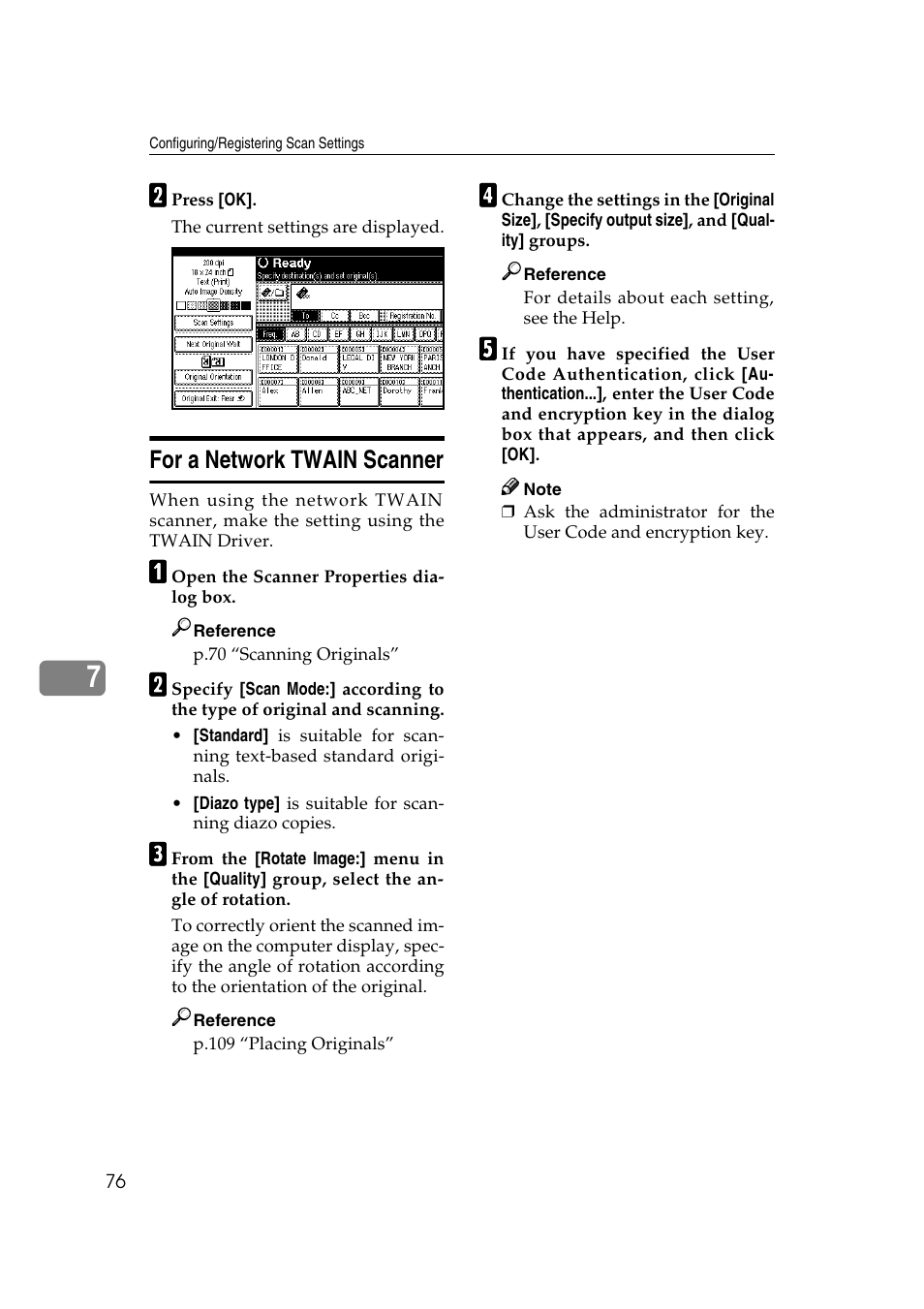 For a network twain scanner | Ricoh Type 480 User Manual | Page 84 / 128