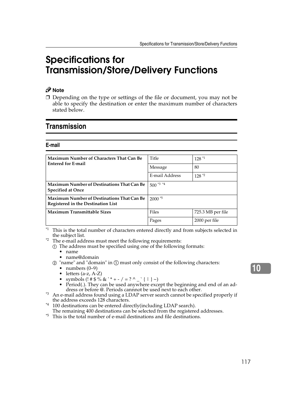 Transmission, E-mail, Ee p.117 “e-mail | See p.117 “e-mail | Ricoh 3260 User Manual | Page 125 / 132