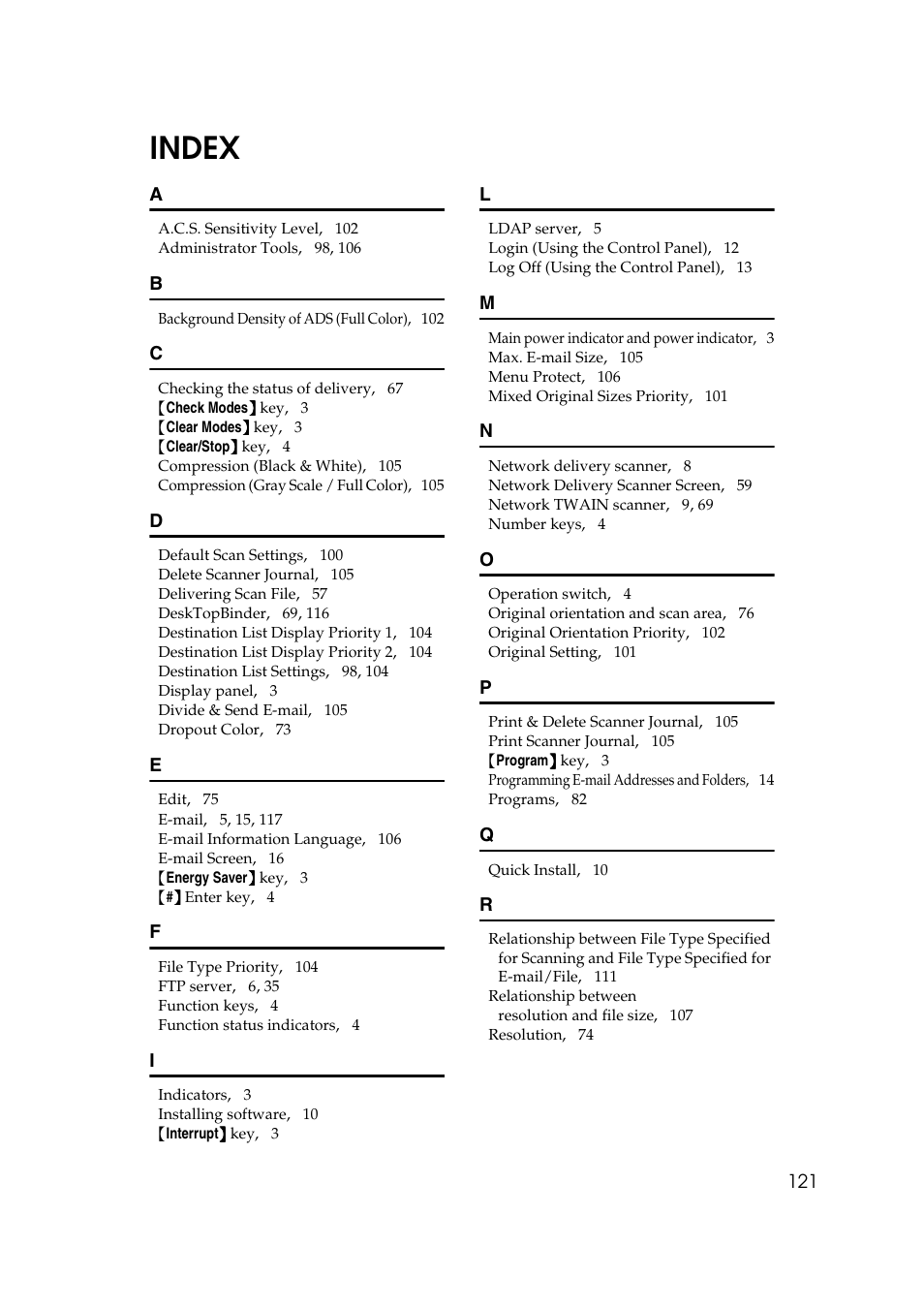 Index | Ricoh 3260 User Manual | Page 129 / 132