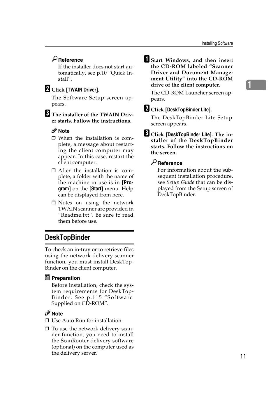 Desktopbinder, E p.11 “desktopbinder | Ricoh 3260 User Manual | Page 19 / 132