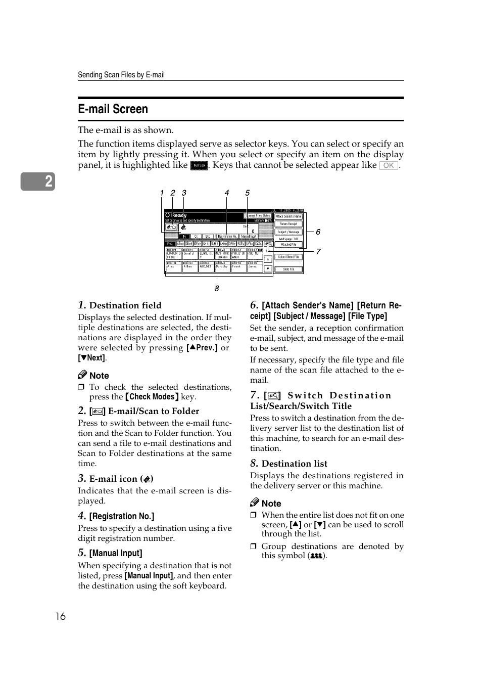 E-mail screen | Ricoh 3260 User Manual | Page 24 / 132