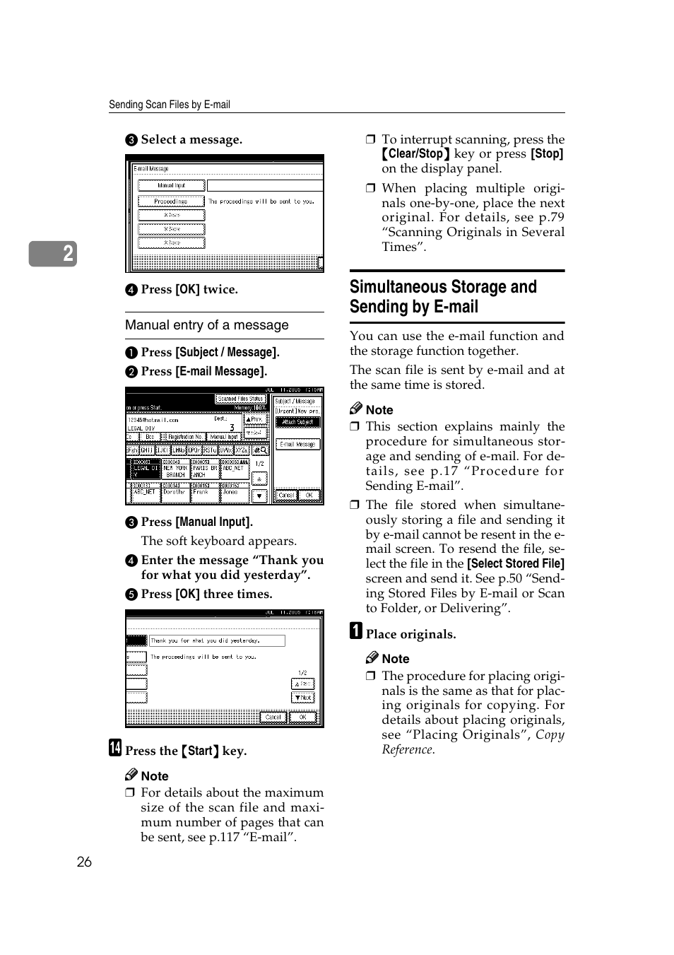 Simultaneous storage and sending by e-mail | Ricoh 3260 User Manual | Page 34 / 132